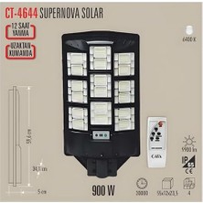 TemmuzX CT-4644 Solar Sokak Lambası 900W IP65 Uzaktan Kumandalı Güneş Enerjili Beyaz Işık 6400K 12 Saat