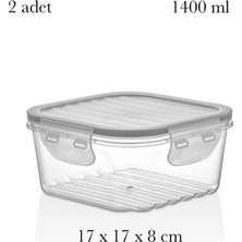 TemmuzX 2 Adet 1400 ml Sızdırmaz Contalı Saklama Kabı Şeffaf