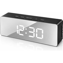 TemmuzX Dijital LED Aynalı Çalar Saat, Alarm ve Sıcaklık Göstergeli, Gece Modlu, USB ve Pil Destekli, Modern Dekoratif Masa Saati, Yatak Odası ve Ofis Için