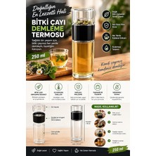 TemmuzX Bitki Çayı Demleme Termosu Cam Gövde Siyah 250ML