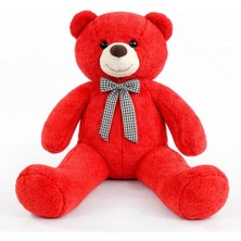 TemmuzX Peluş 120 cm Papyonlu Sevimli Ayı - Sevgiliye Özel Hediye Kırmızı