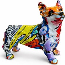 TemmuzX Sofıart Pop Art & Graffiti Desenli Köpek Biblo – Renkli Modern Dekoratif Ev Aksesuarı