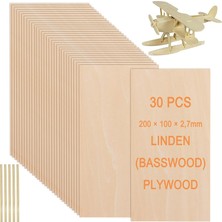 TemmuzX 12 Adet Kontrplak, Ahşap Plaka, 200 x 100 x 3 Mm, El Işi Için Kontrplak 1,5 Mm, Sunta, El Işi, Model Yapımı, Lazer Gravür, 5 Kurşun Kalem, El Işi, Ahş