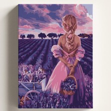 TemmuzX Sayılarla Boyama Tuval Hobi Seti Sümbül Tarlası Temalı Fırça ve Boya Dahil Set (Çıtalı) 40X50 cm Kendin Yap Sayılarla Tuval Boya Kiti (Kasnaklı)