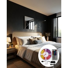 Hcc Trend 5050 Smd Rgb LED Şerit 5 Metre Kumandalı Renkli Tv Oda Masa Arkası Dekoratif Aydınlatma Seti