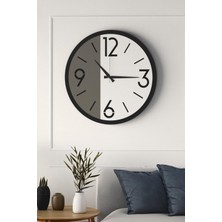 TemmuzX Modern Ahşap Duvar Saati 48 cm – Sessiz Mekanizma - Beyaz Gri