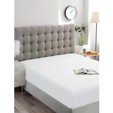 TemmuzX Romans LÜX%100 Pamuklu Penye Lastikli Çarşaf 160X200 cm Çift Kişilik Beyaz