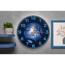 TemmuzX M&h QUALITY(498) Gece Manzaralı Dekoratif Sessiz Duvar Saati – Ay Işığı Tasarım Lacivert 40 x 40
