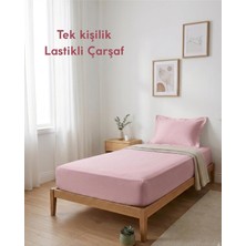 TemmuzX Ranforce Pamuklu Lastikli Çarşaf - Pembe - Tek Kişilik Tek Kişilik - Pembe 100 x 200