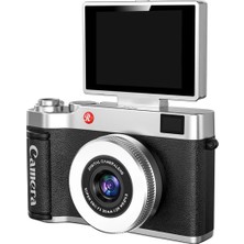 TemmuzX Retro Dijital Fotoğraf Makinesi 2k Video 40MP 2,4 Inç Flip Ekranlı LED Işıklı Selfie Vlog Kamerası