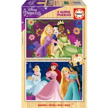 TemmuzX Disney Prenses Ahşap Yapboz | 2 x 50 Parça Yapboz Ahşap | Sindirella, Ariel, Rapunzel | 4 Yaş (19672)