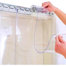 TemmuzX Kapı Perdesi Şeffaf Pvc Şeritler, 1 mm Kalınlığında, Rüzgara Dayanıklı, Dondurucu, Garaj, Depo ve Endüstriyel Kullanım Için – Plastik Kapı Koruması, D