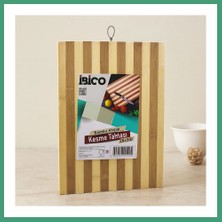 S'82 Bambu Kesme Tahtası 20X30X1.3 cm - Beyaz Çizgili Metal Kulplu BZS82