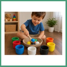 S'82 3D Baskı Renk Eşleştirme ve Top Yakalama Oyunu - Montessori Eğitici Motor Beceri Oyuncağı BZS82