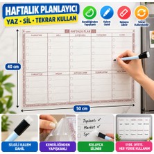 Marka Kolik Şeffaf Kendiliğinden Yapışkanlı Kalemli Haftalık Planlayıcı 40 Cm-50 cm