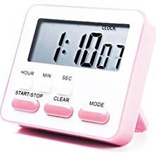 Alarmlı Dijital Öğrenci Sınav Kronometresi 24 Saat Geri Sayım Cihazı Saat - Alarm/kronometre Pembe - Beyaz
