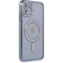 SDT Apple iPhone 11 Kılıf Joke Simli Magneticsafe Kılıf - Mavi