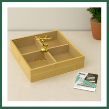 Vintessy Vıntessy 4 Bölmeli Bambu Servis Sunumluk 22X22X5 cm BZS01
