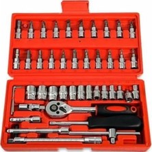 ÖZGÜN 46 Parça 1/4 Küçük Lokma Takımı Seti Metalik Gri Renk 1/4 Ölçü ile Kaliteli Kullanım