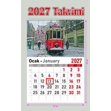 Orkide Matbaacilik Takvim - Spiralli 12 Yaprak 32X47 cm - Manzara Resimli Kuşe Kağıt Duvar Takvimi - 2027