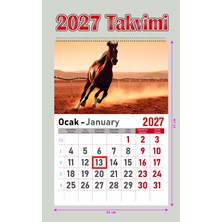 Orkide Matbaacilik Takvim - Spiralli 12 Yaprak 32X47 cm - Çeşitli Hayvan Resimli Kuşe Kağıt Duvar Takvimi - 2027