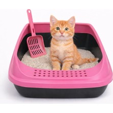 TemmuzX Açık Kedi Tuvaleti, Yüksek Kenarlı ve Kolay Temizlenir Kedi Kumu Kabı – Kürek Dahil