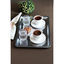 TemmuzX Paslanmaz Çelik Servis ve Sunum Çay Kahve Tatlı Tepsisi 33X23CM