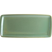TemmuzX Sage Moove 35CM 2 Adet Porselen Dikdörtgen Porselen Tabak Seti Yeşil
