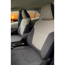TemmuzX Krem Füme Tay Tüyü Araca Özel Oto Koltuk Kılıfı 2019 Model ve Üzeri Toyota Corolla ile Uyumlu Tam Set