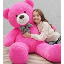 TemmuzX Papyonlu 180 cm Dev Boy Peluş Ayı, Fuşya