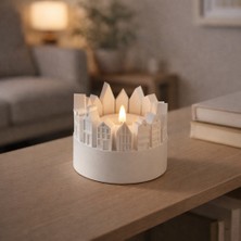 Marka Kolik 3D Baskı Şehir Silüetli Tealight Mumluk Işık Efektli Dekoratif Mum Tutucu
