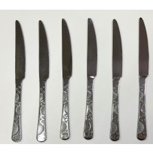 TemmuzX Paslanmaz Çelik Boncuk MD22CM Yemek Bıçağı 6 Adet Orta Kalite Bıçak Günlük Kullanım Için Sofra Seti