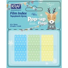 TemmuzX Kraf Film Index Pop-Up Yapışkanlı Ayraca, 42X19MM, 20 Yaprak, 3 Renk, Puantiyeli