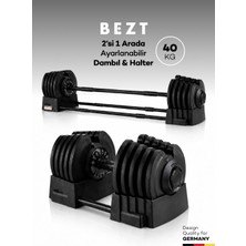 TemmuzX Premium Sports Ayarlanabilir 2 In 1 Halter Dambıl Seti 40KG Siyah
