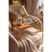 TemmuzX Lüx Tasarım Bambu Keyif Tepsisi/çocuk Etkinlik ve Çok Amaçlı Tepsi 40 x 30 cm