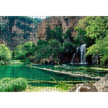 TemmuzX Cakatablo Kayalıklar Şelale Göl Manzarası 1000 Parça Puzzle Yapboz Mdf Ahşap