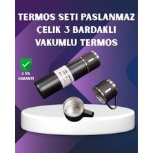 TemmuzX Paslanmaz Termos ve Ikili Bardak Seti | 6-12 Saat Sıcak/soğuk Tutma