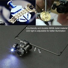TemmuzX Işıklı Gözlük Büyüteç, 20X Büyütme, 3 LED Işık, Saatçi Kuyumcu Büyüteci