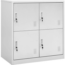 TemmuzX Modern Açık Gri Çelik Dolap 90 x 45 x 92,5 cm - Ofis, Okul, Garaj ve Ev Için Kilitli Sağlam Metal Saklama Dolabı