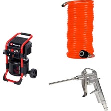 TemmuzX Te-Ac 240/24 Silent, Sessiz Hava Kompresörü (Yağsız) + Spiral Hortum 6mm, 8 M + Hava Tabancası- Uzun