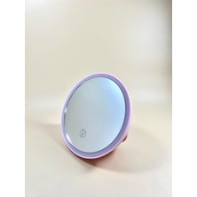 TemmuzX Yuvarlak LED Işıklı Makyaj Aynası, 15 Cm, Pembe