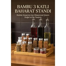 TemmuzX 3 Katlı Bambu Stand Organizer, Baharatlık Düzenleyici