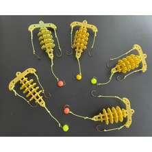 TemmuzX Sazan Yaylı Hazır Takım 3 Iğneli Plastik Hamur Yaylı Rig Takım 5 Adet
