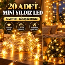 Marka Kolik 20 Adet Mini Yıldız LED 5 Metre Günışığı Rengi Dekoratif LED