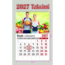 Orkide Matbaacilik Takvim - Spiralli 12 Yaprak 32X47 cm - Spor Resimli Kuşe Kağıt Duvar Takvimi - 2027