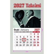 Orkide Matbaacilik Takvim - Spiralli 12 Yaprak 32X47 cm - Atatürk Resimli Kuşe Kağıt Duvar TAKVIMI-2027