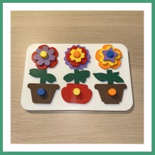S'82 3D Baskı Saksıda Çiçek Puzzle Tahtası - Katmanlı Çiçek Inşa Etme ve Renk Eşleştirme Seti, Montessori Oyuncak BZS82