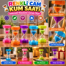 Marka Kolik Renkli Cam Kum Saati – Dekoratif Masaüstü Zaman Ölçer, Estetik Ofis ve Ev Aksesuarı