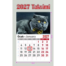 Orkide Matbaacilik Takvim - Spiralli 12 Yaprak 32X47 cm - Kuşe Kağıt Duvar Takvimi Kedi RESIMLI-2027
