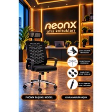 Neonx Petek Life Yönetici Koltuğu Ergonomik Tasarımlı Çalışma Sandalyesi Siyah File Malzeme Tekerlekli